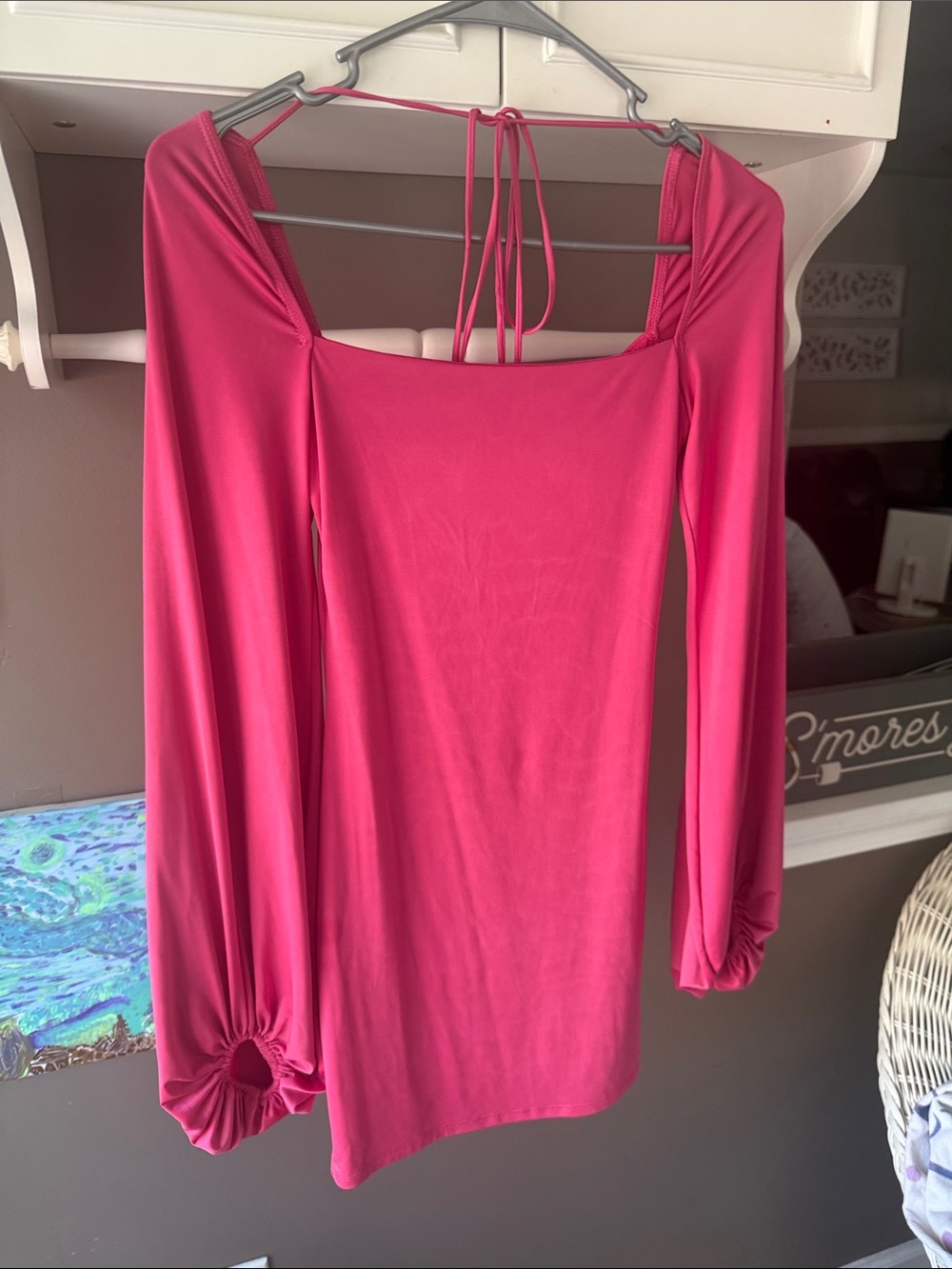 Lucy in the Sky Hot Pink Slip Dress with Spaghetti Straps